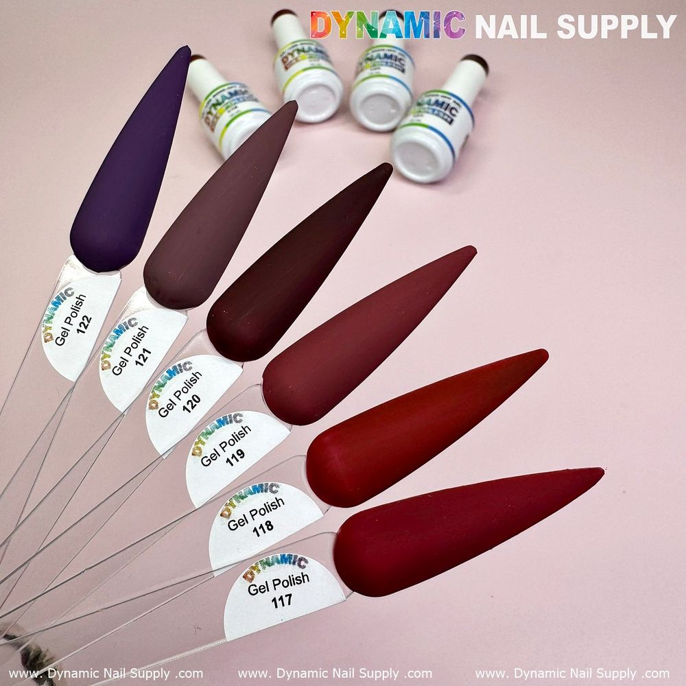 six burgundy gel polish bottles - 3