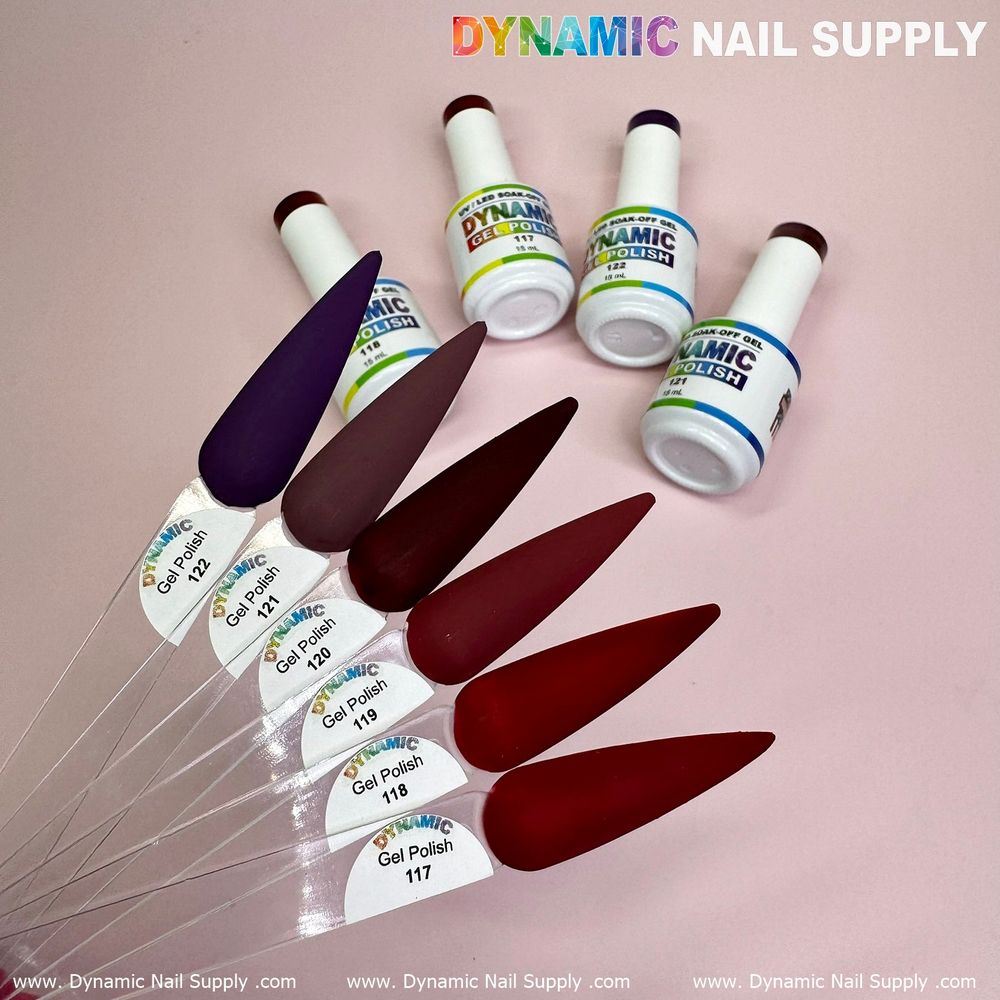 six burgundy gel polish bottles - 5