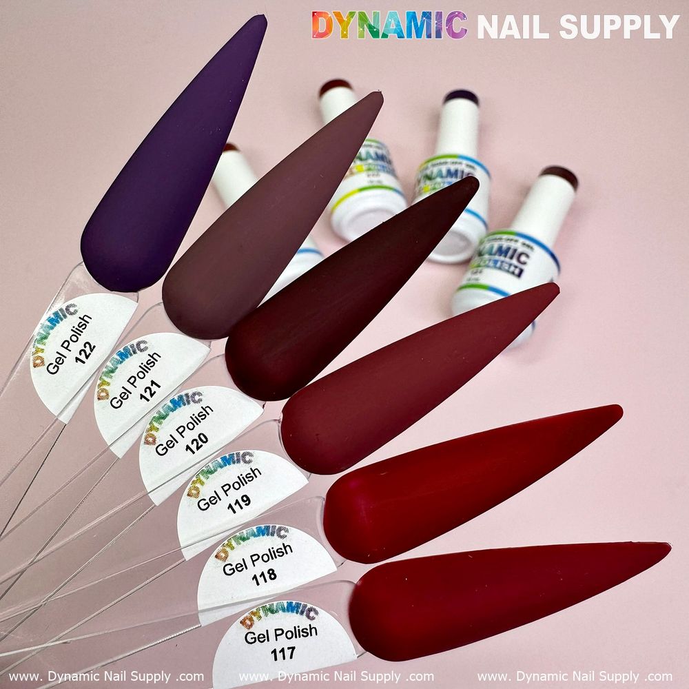 six burgundy gel polish bottles - 6