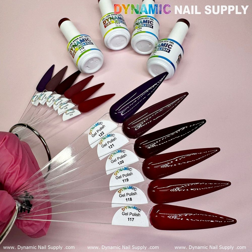 six burgundy gel polish bottles - 7