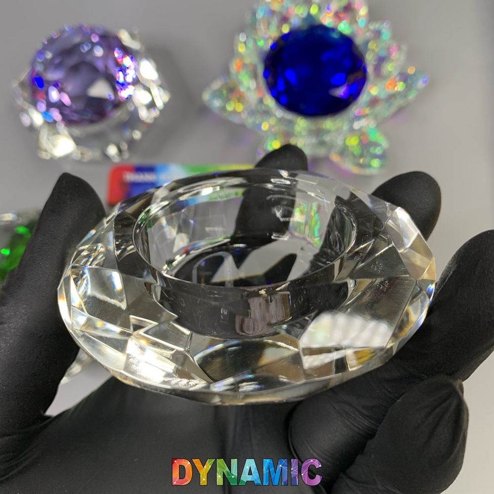 lead crystal dappen dish with colored lid - 6