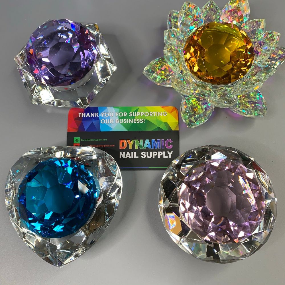 lead crystal dappen dish with colored lid - 7