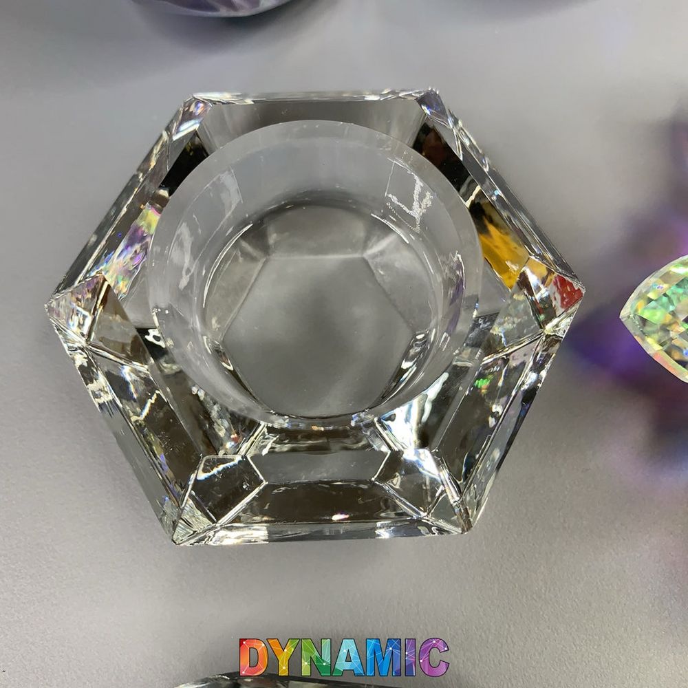 lead crystal dappen dish with colored lid - 8